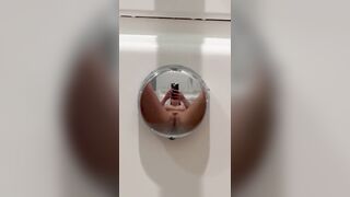 Solo girl with perky tits cums in bath from shower head