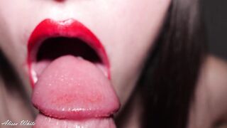 Hot girl with red lips sucked my dick until i cum