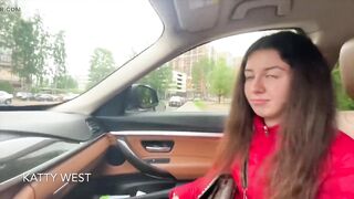 18 Year Old Russian Girl Sucks Cock in a Car for Tips with Dialogue