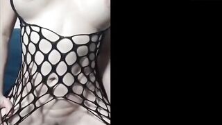 Amateur sexy blonde big tits masturbates squirts and drinks her fluids, sexy blonde in mesh hot slut