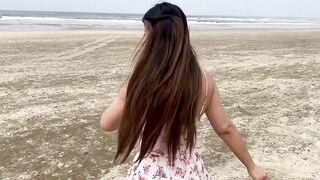 Asian MILF gave White Man a Blowjob near the Beach