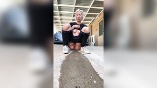 Piss Slut pissing by her front porch!!