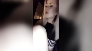 SNAPCHAT SLUTTY BLONDE SECRETLY DILDO MASTURBATING INSIDE CAR