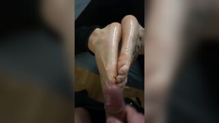 Amateur sub footjob